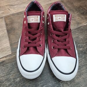 Converse Burgundy Plaid Low-Top Sneakers US Size 9 Grunge Academia Skater